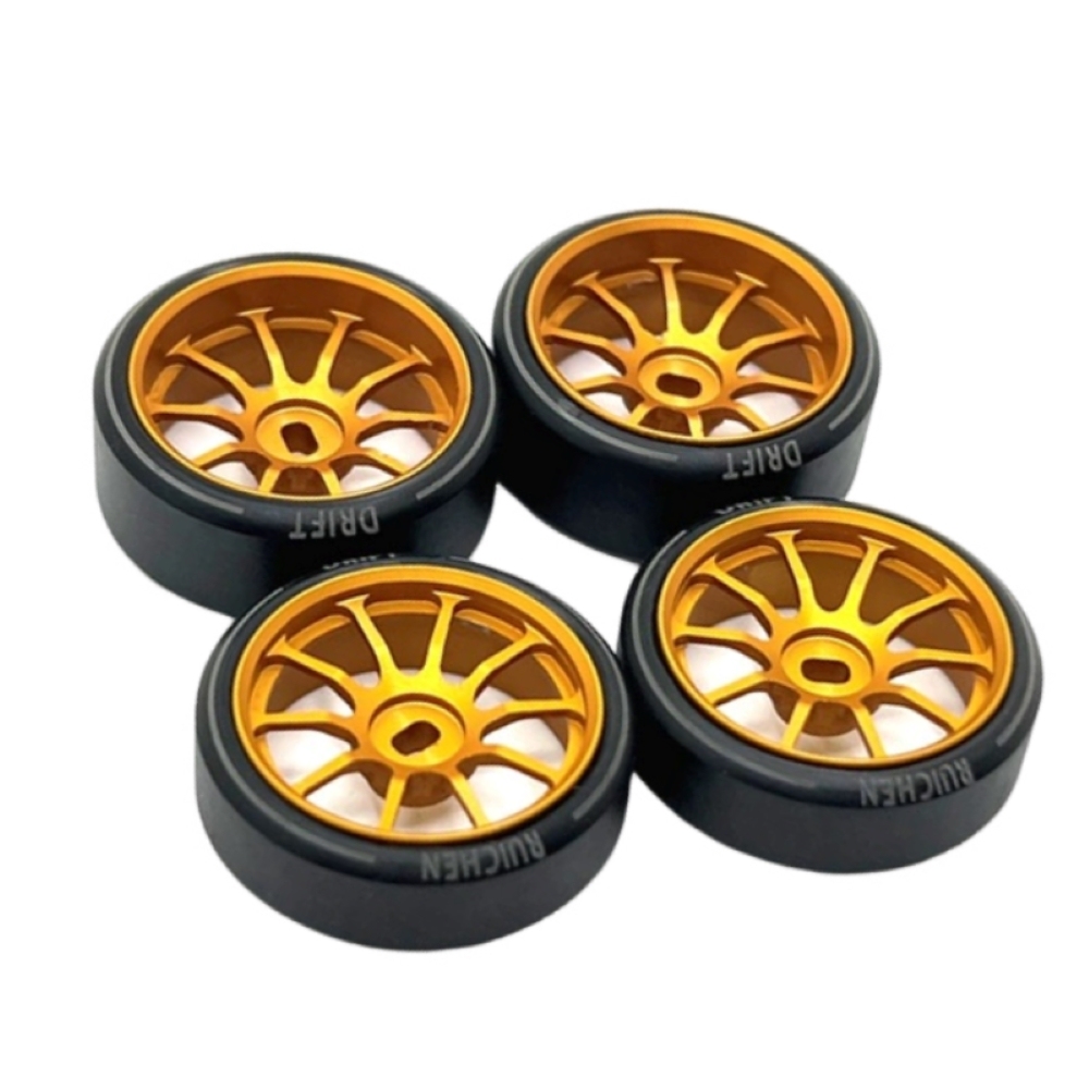 1/24 1/28 MINI-Z AWD CNC Metal Wheel With Drift Tires OD 27mm Offset 1.5 (4Pcs)