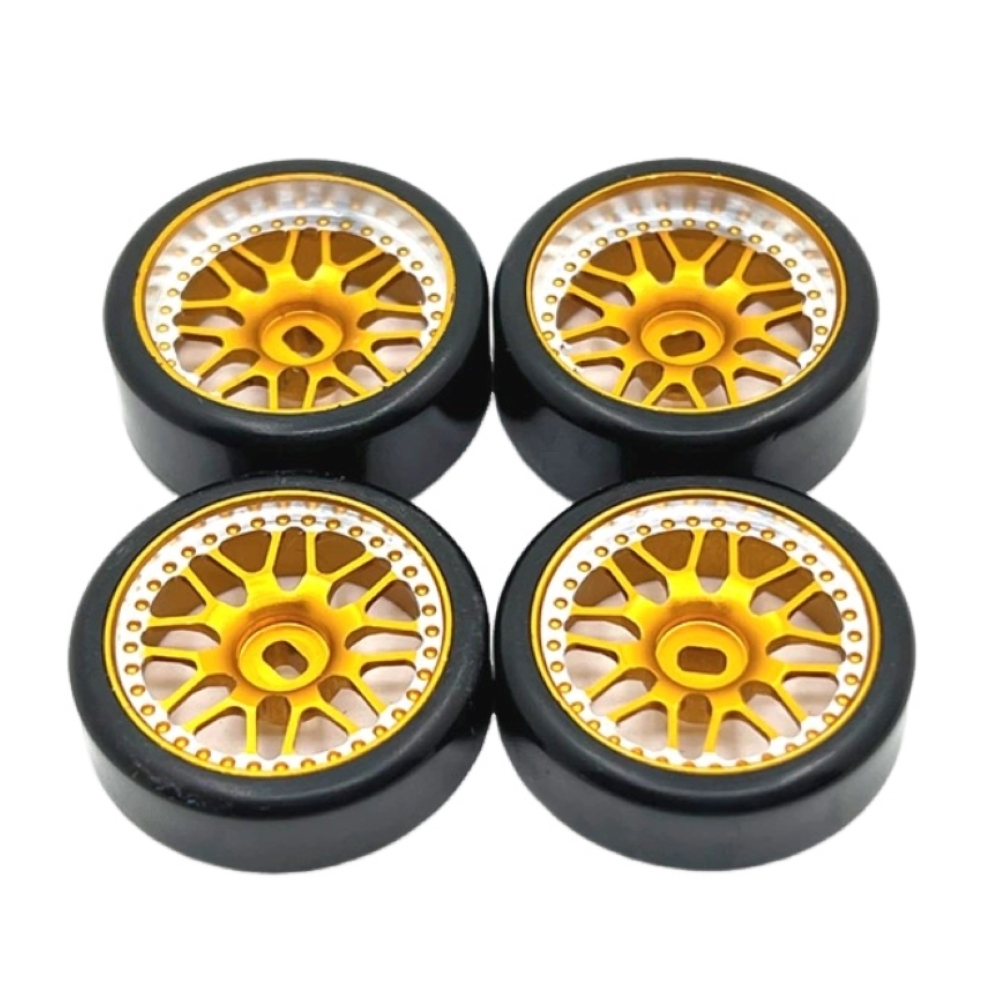 1/24 1/28 MINI-Z AWD CNC Metal Wheel With Drift Tires OD 27mm Offset 1.5 (4Pcs)