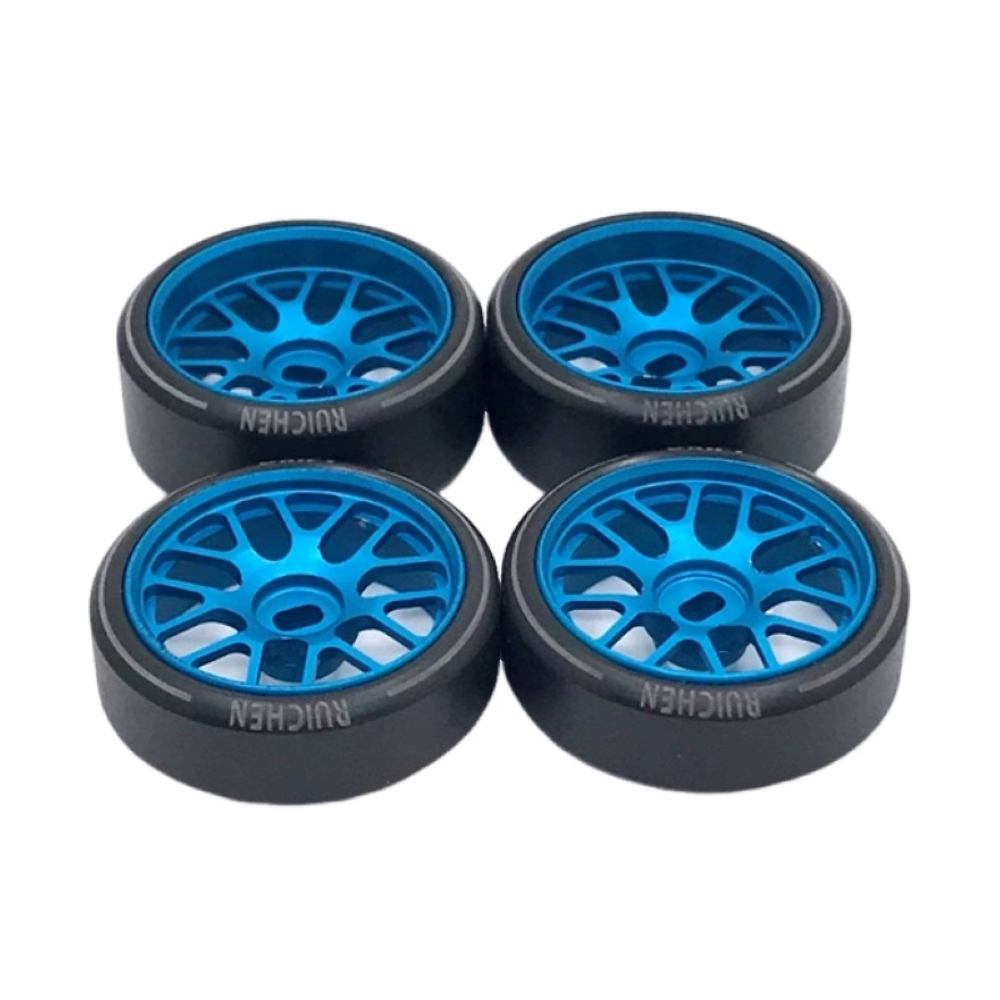 1/24 1/28 MINI-Z AWD CNC Metal Wheel With Drift Tires OD 27mm Offset 1.5 (4Pcs)