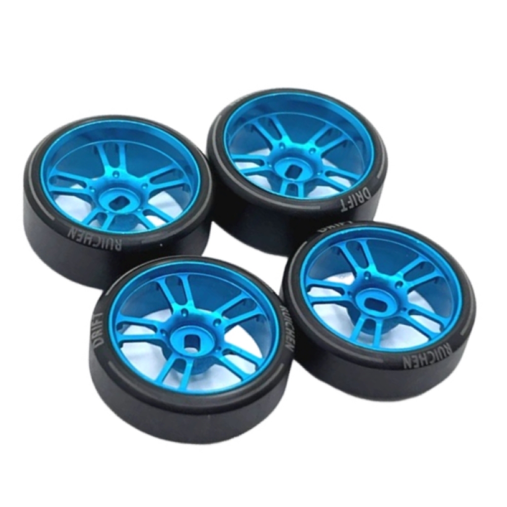 1/24 1/28 MINI-Z AWD CNC Metal Wheel With Drift Tires OD 27mm Offset 1.5 (4Pcs)