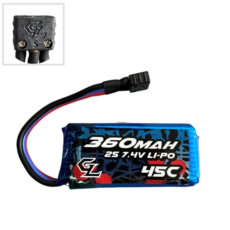 GL Racing 360mah 7.4V 45C 2S Lipo Battery W/ GL CONNECTOR GBY-003-GL