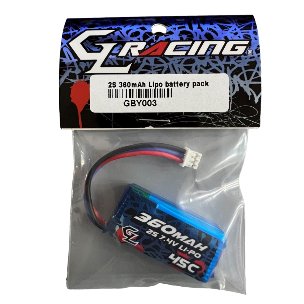 GL Racing 360mah 7.4V 45C 2S Lipo Battery W/JST(ZH)1.5 PLUG GBY003