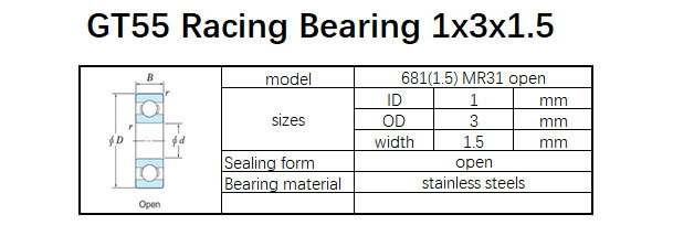 GT55 Racing Bearing 1x3x1.5mm (10PCS)