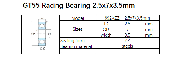 GT55 Racing Bearing 2.5x7x3.5mm (10PCS)