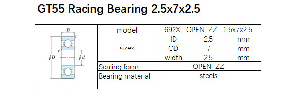 GT55 Racing Bearing 2.5x7x2.5mm (10PCS)
