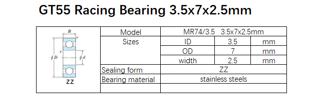 GT55 Racing Bearing 3.5x7x2.5mm (10PCS)