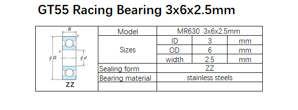GT55 Racing Bearing 3x6x2.5mm (10PCS)