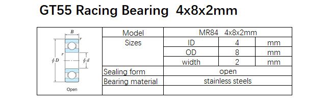GT55 Racing Bearing 4x8x2mm (10PCS)