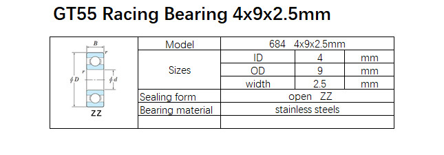 GT55 Racing Bearing 4x9x2.5mm (10PCS)