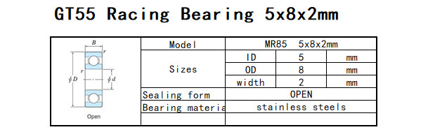 GT55 Racing Bearing 5x8x2 mm (10PCS)