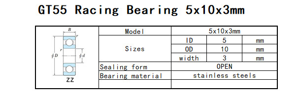 GT55 Racing Bearing 5x10x3 mm (10PCS)