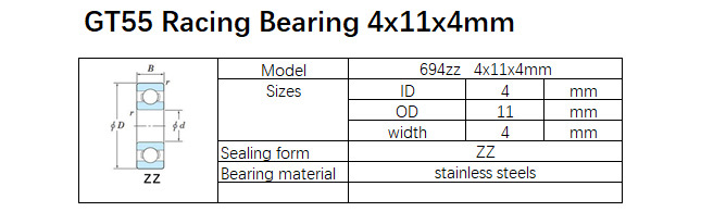 GT55 Racing Bearing 4x11x4 mm (10PCS)