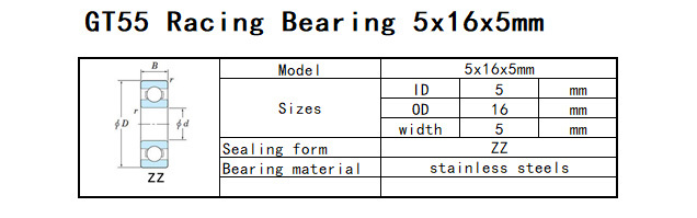 GT55 Racing Bearing 5x16x5mm (10PCS)