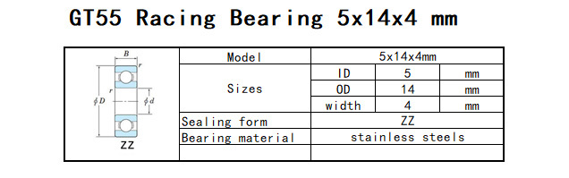 GT55 Racing Bearing 5x14x4mm (10PCS)