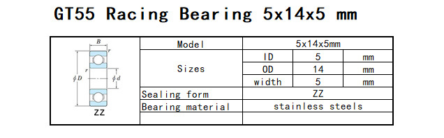 GT55 Racing Bearing 5x14x5mm (10PCS)