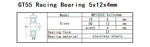GT55 Racing Bearing 5x12x4  mm (10PCS)