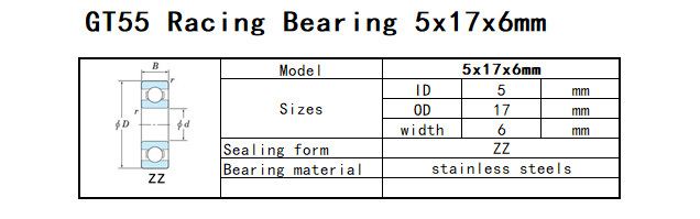 GT55 Racing Bearing 5x17x6mm (10PCS)