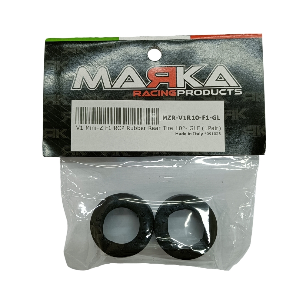 MARKA MZR-V1R10-F1-GL V1 Mini-Z F1 RCP Rubber Rear Tire 10° - 14mm GLF - Very Soft (2Pcs)  MARKA