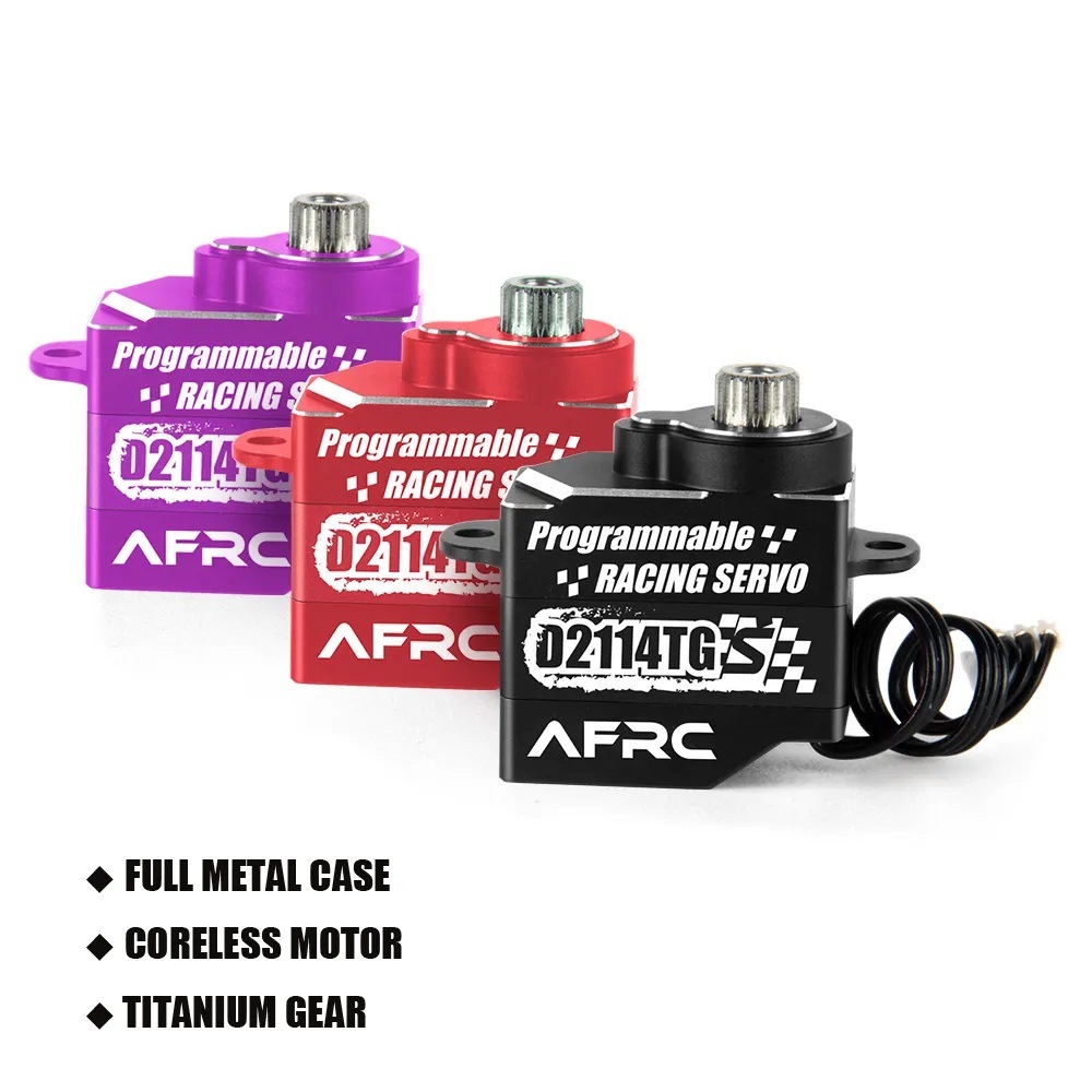 AFRC-D2114TG-S Red Programmable Servo 11g All Metal Ultra Quiet Servo for 1/24 1/28 MINI Cars #D2114TG-SR