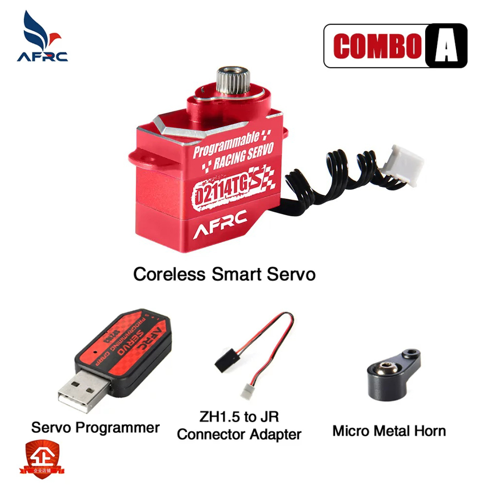 AFRC-D2114TG-S Red Programmable Servo 11g All Metal Ultra Quiet Servo for 1/24 1/28 MINI Cars #D2114TG-SR