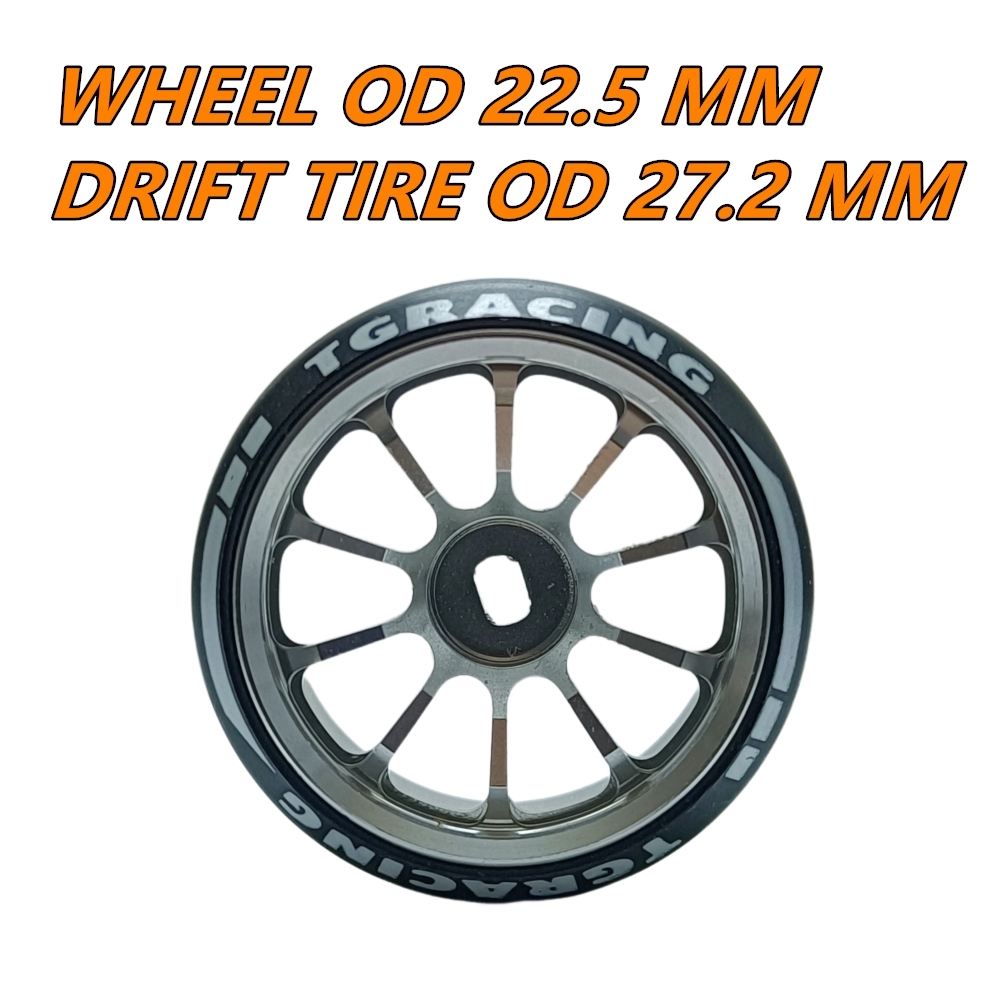 TG Racing 1/24 1/28 MINI-Z AWD CNC Metal Wheel With Drift Tires OD 27.2mm Offset 1.5 (2Pcs)