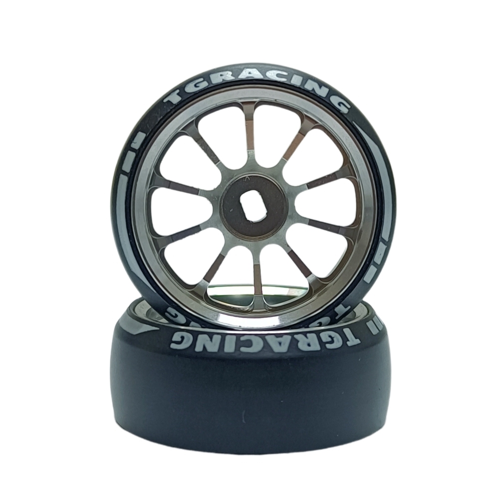 TG Racing 1/24 1/28 MINI-Z AWD CNC Metal Wheel With Drift Tires OD 27.2mm Offset 1.5 (2Pcs) Silver