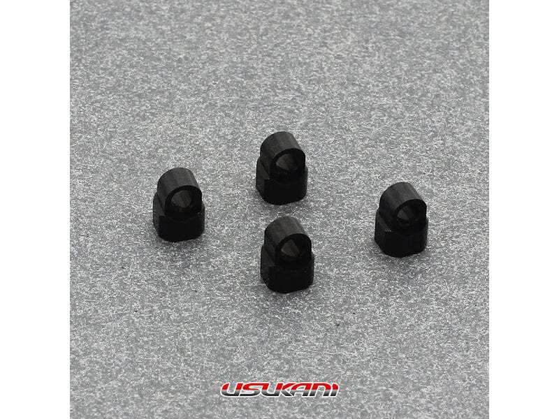 Usukani Aluminum Upper Caps (4pcs) - Black for 1/24 Hydraulic Shock (MINIS-03)