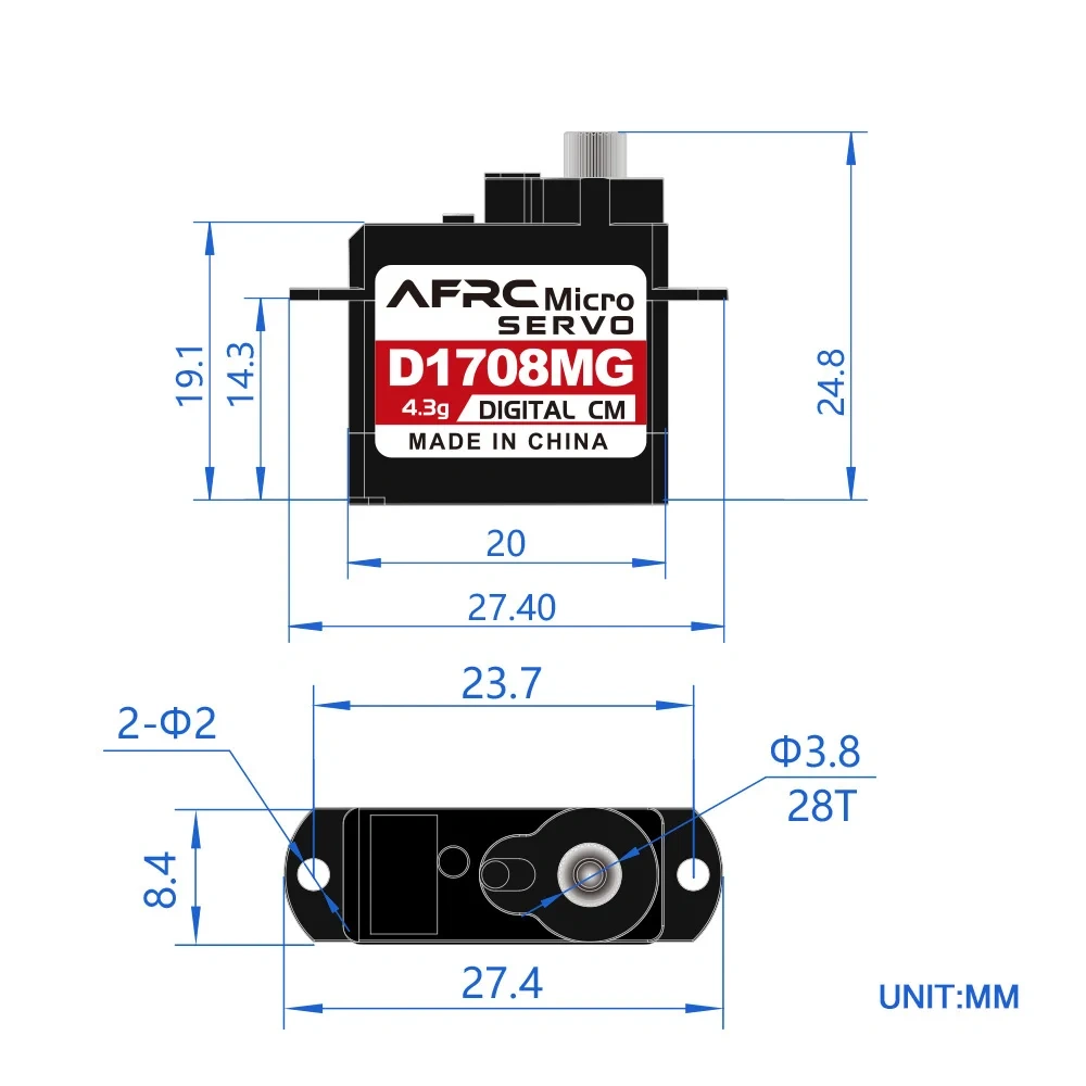 AFRC D1708MG 4.3g Micro Digital Servo Metal Gears For RC Mini Cars and AirPlanes Parts and Accessories