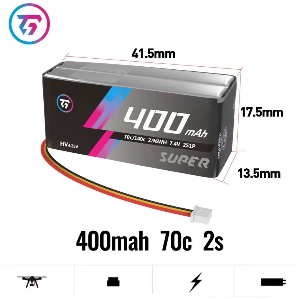 TG Racing 400mah 2S 7.6V 70C LiPo Battery PH2.0 3Pin Connector For MINI-Z RC CAR