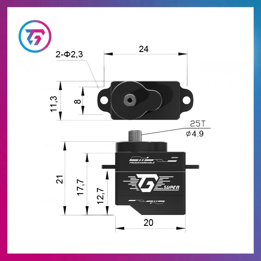 TG Super MINI Metal Servo ZH1.5 Connector (25T Servo Horn OD 4.9MM)