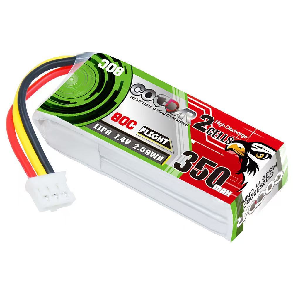 CODDAR 350MAH 2S 7.4V 80C LiPo Battery PH2.0 3Pin Connector
