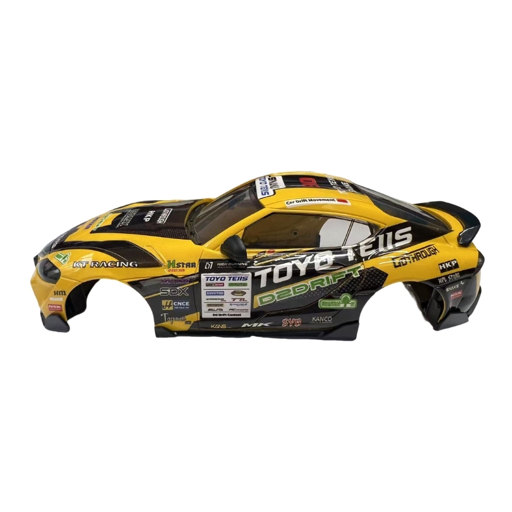 1/24 A90 Plastic Car Body Shell – 108mm Wheelbase (Yellow/Black)