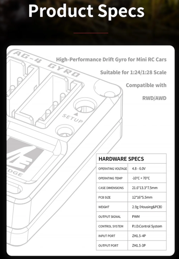 (Android apps) Ark Edge RC AG-4 Bluetooth Gyro For Mini RC Car 1/24 1/28 RC Drift Gyro