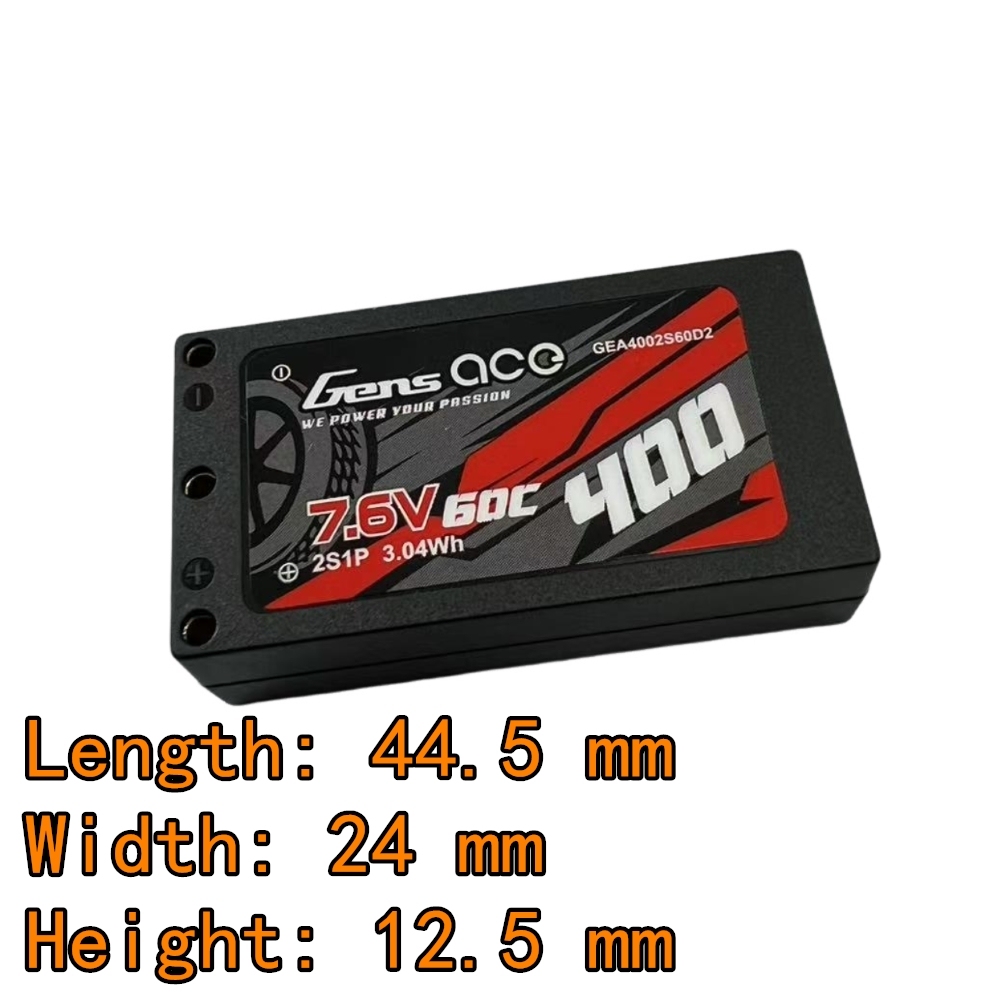 Gens ACE 400mAh 7.6V 60C 2S1P HV LiPo Battery For 1/28 1/24 Racing Car
