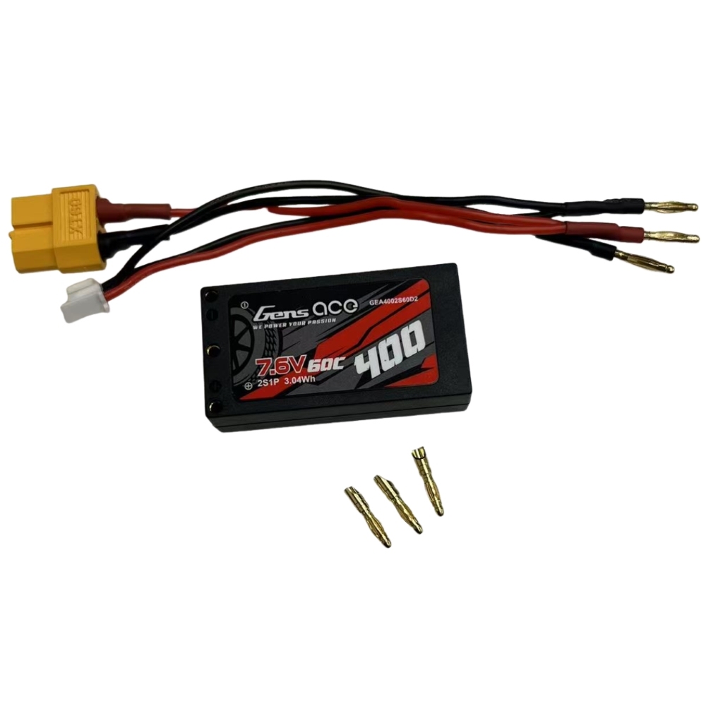 Gens ACE 400mAh 7.6V 60C 2S1P HV LiPo Battery For 1/28 1/24 Racing Car