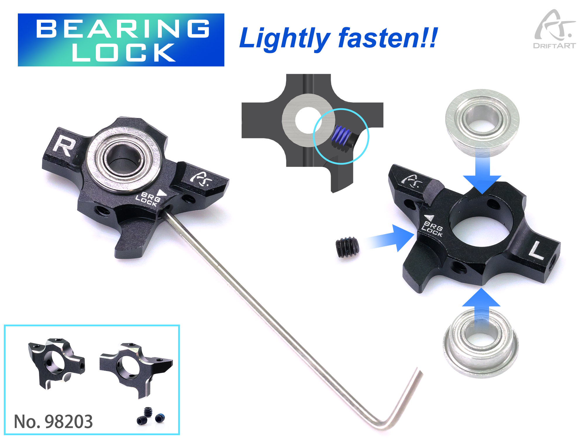 98203 DriftART CNC Alloy Steering Knuckle with Bearing Lock For DA3 DA4 ...