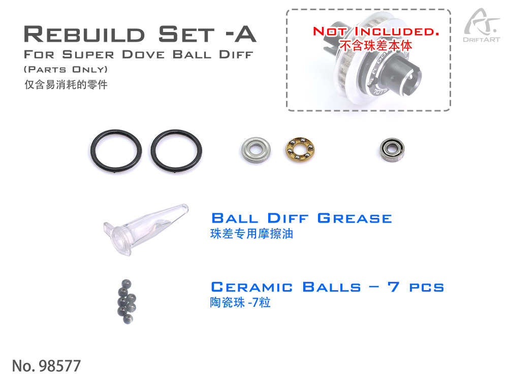 98577 DriftART Super Dove Ball Diff Rebuild Set A (Parts Only) For DA3 DA4