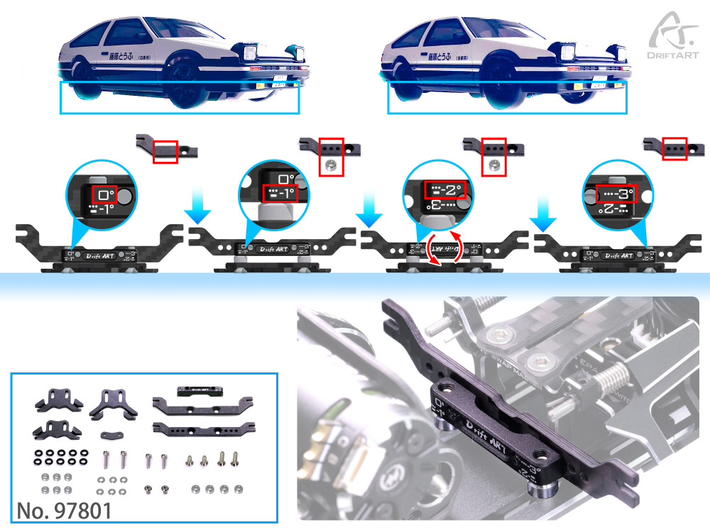 97801 DriftART New 1/28 Universal Body Mount Set DA4 For kyosho miniz GL Body
