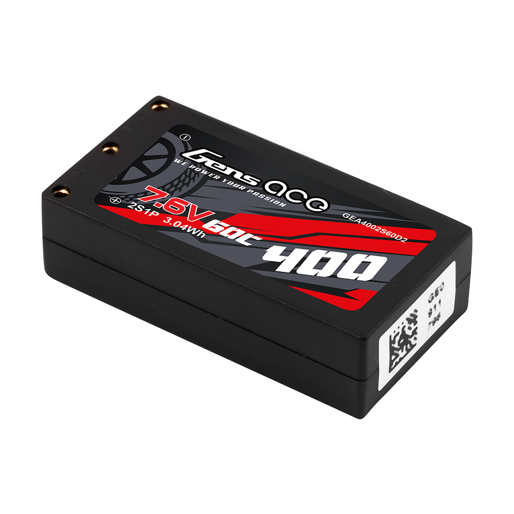 Gens ACE 400mAh 7.6V 60C 2S1P HV LiPo Battery For 1/28 1/24 Racing Car