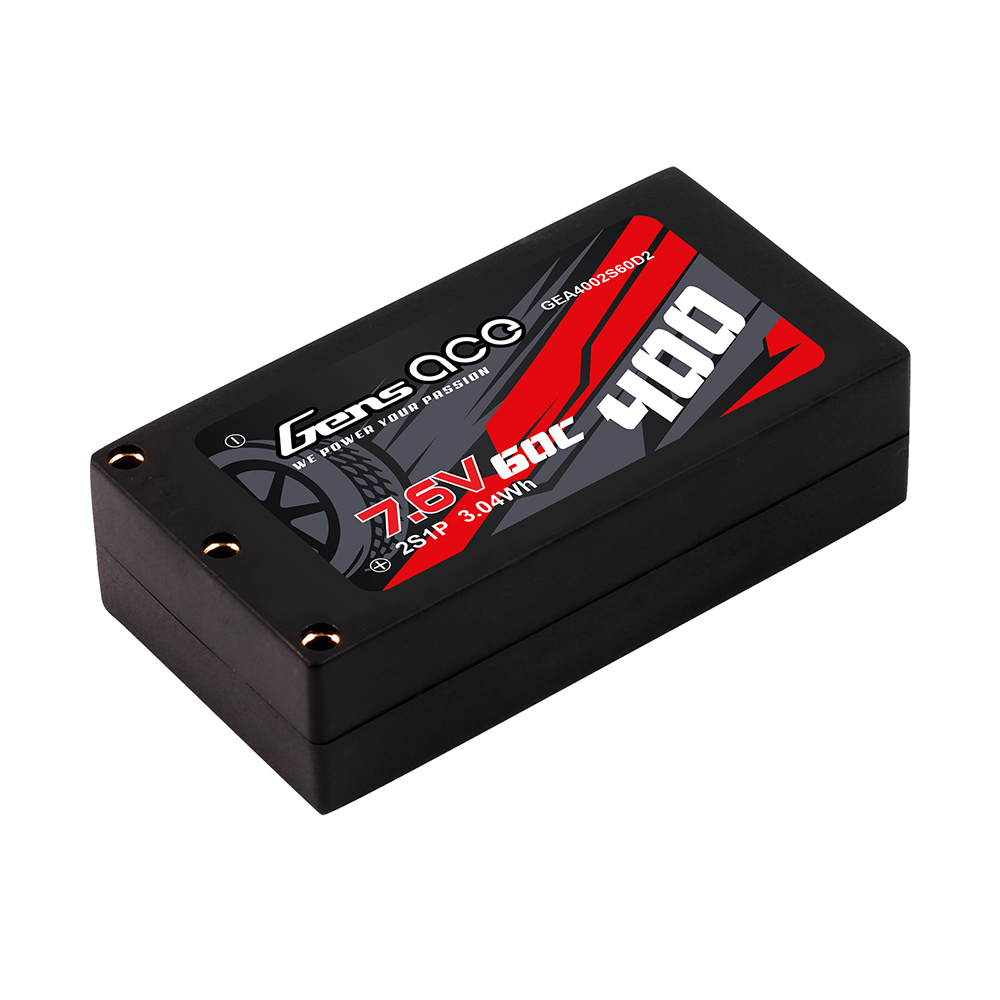 Gens ACE 400mAh 7.6V 60C 2S1P HV LiPo Battery For 1/28 1/24 Racing Car