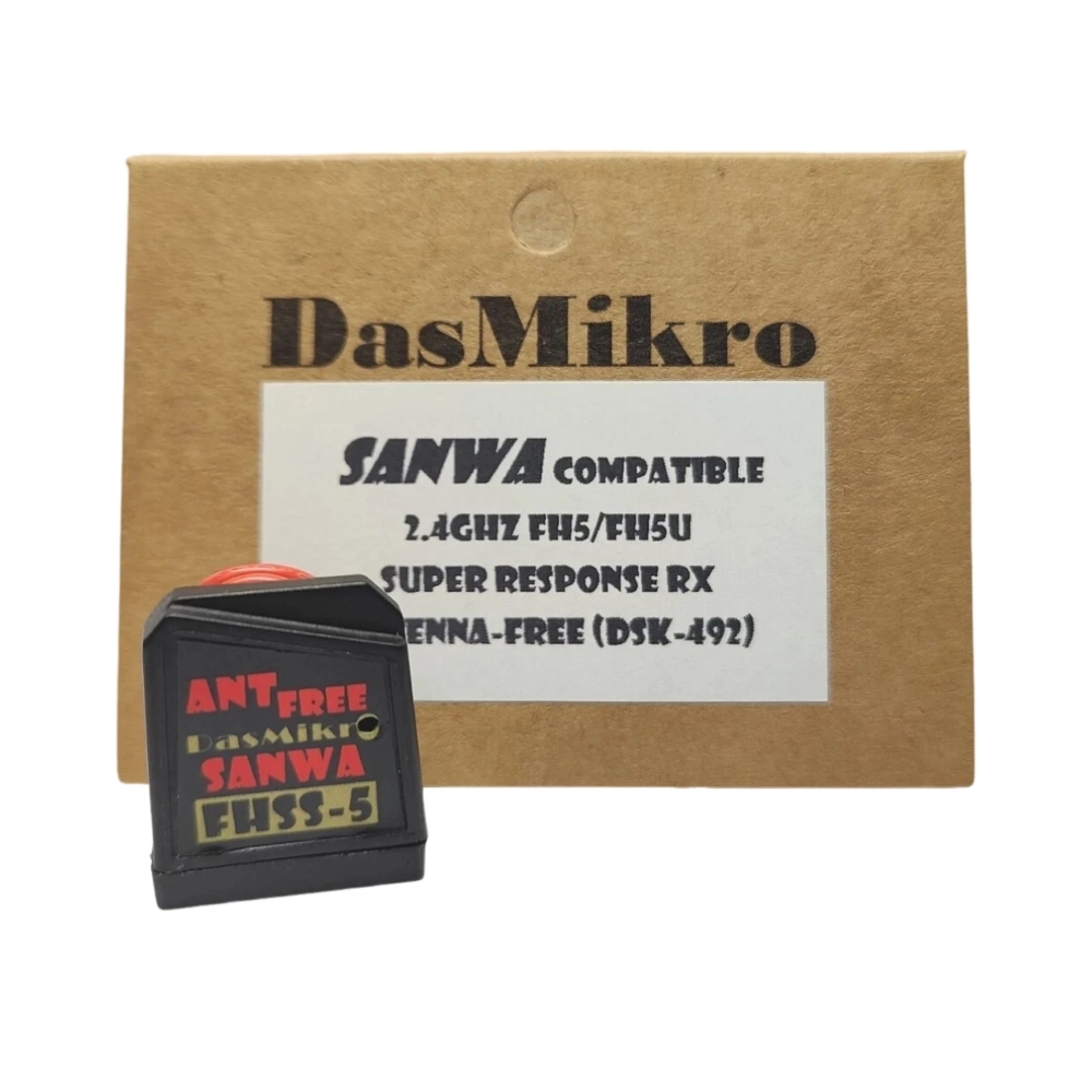 DasMikro DSK-492 V2 FH5 COMPATIBLE ANTENNA-FREE RECEIVER FOR SANWA FH-5 M17 MT-5 MT-R FHSS-5