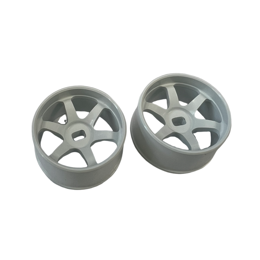 1/24 1/28 AWD Metal White 6-Spoke Wheel OD20mm Offset 1, 2pcs