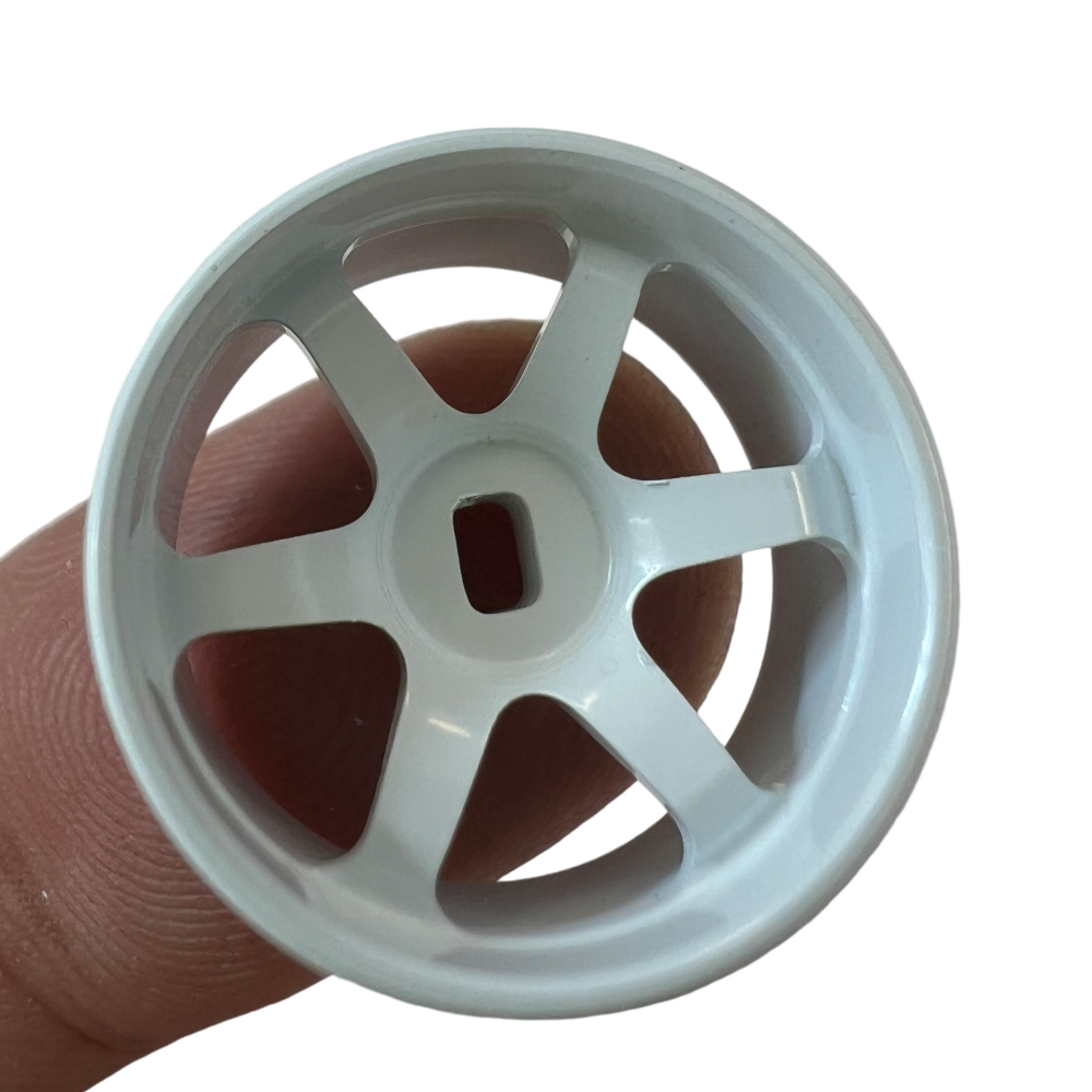 1/24 1/28 AWD Metal White 6-Spoke Wheel OD20mm Offset 1, 2pcs