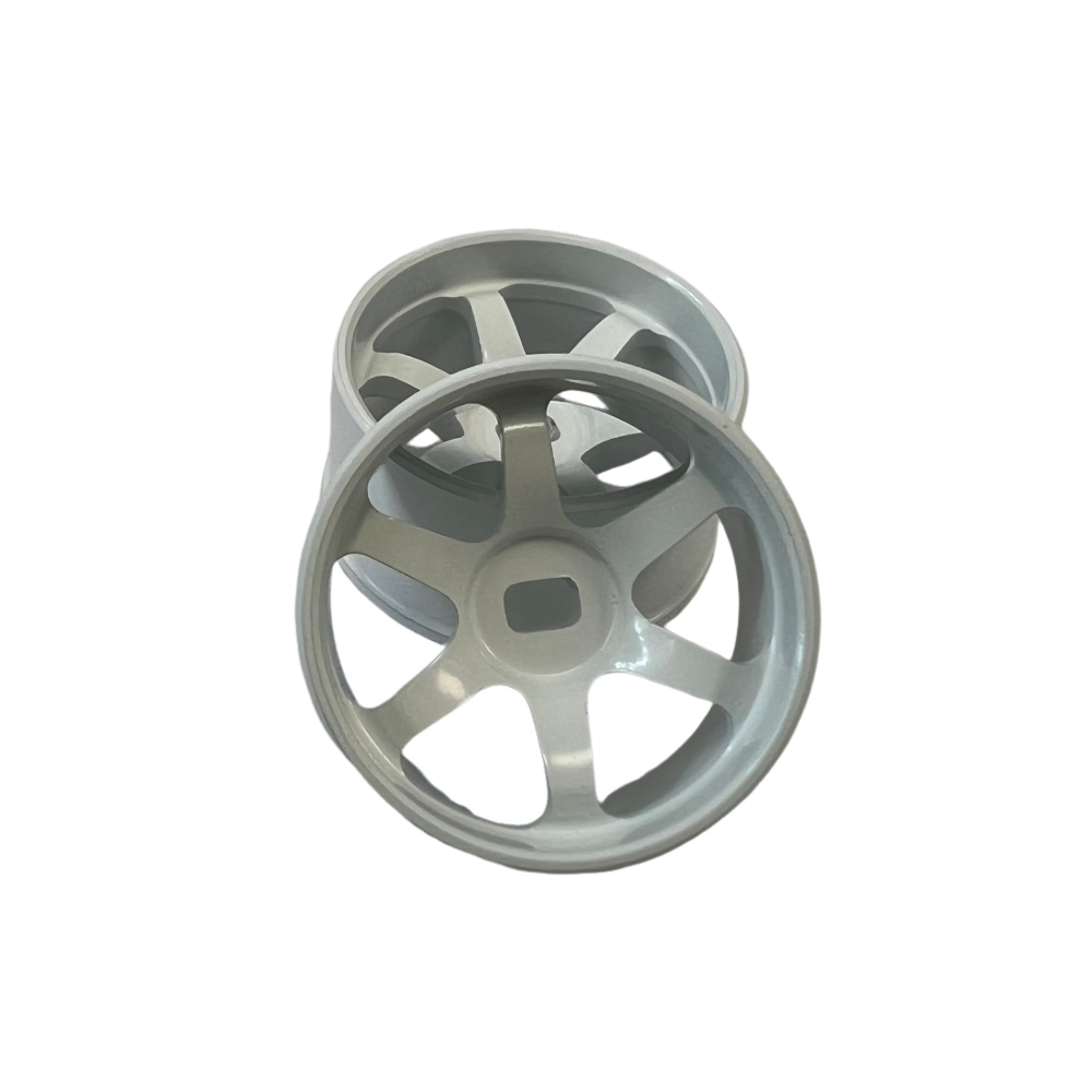 1/24 1/28 AWD Metal White 6-Spoke Wheel OD20mm Offset 1, 2pcs
