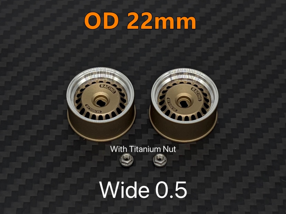 1/28 1/24 LSD 22mm MAD AWD Metal Wheel Gold (2PCS) LS Studio