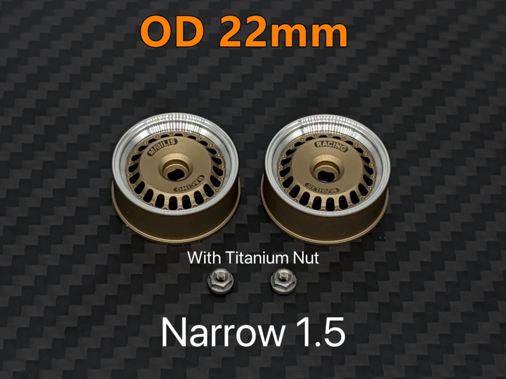 1/28 1/24 LSD 22mm MAD AWD Metal Wheel Gold (2PCS) LS Studio