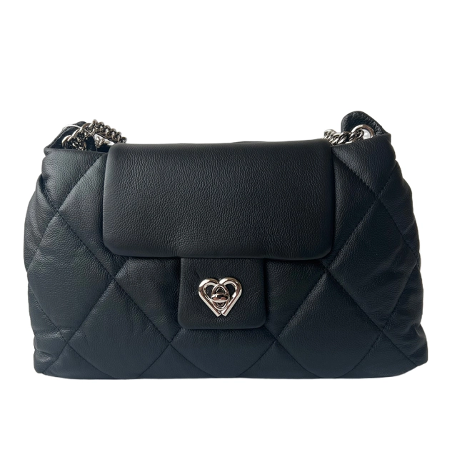 Embroidered Heart Metal Shoulder Bag