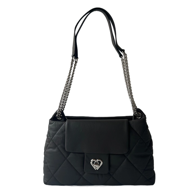 Embroidered Heart Metal Shoulder Bag