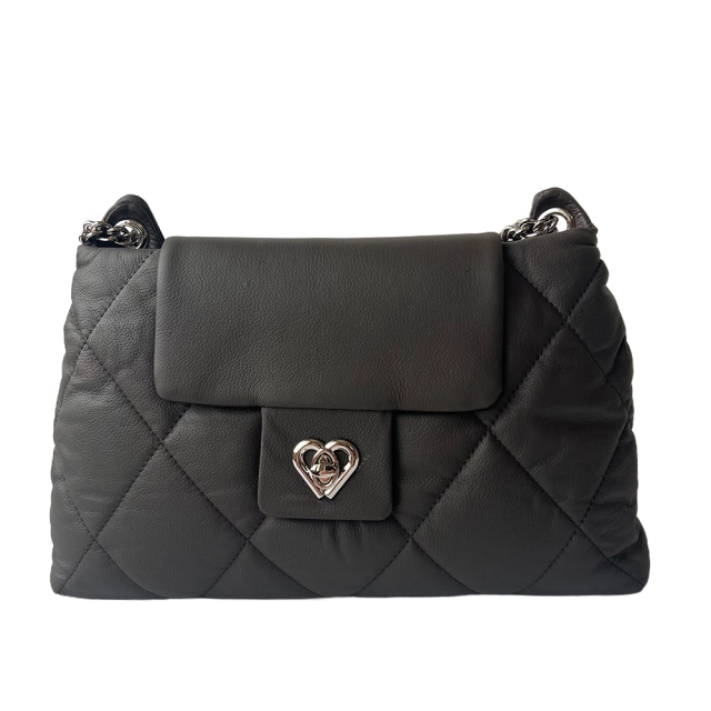 Embroidered Heart Metal Shoulder Bag