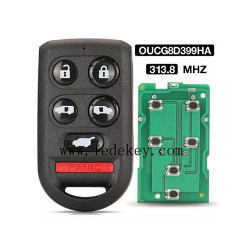 Honda 6 button Odyssey EX EXL 2005-2010 remote key  313.8Mhz(FCC:OUCG8D399HA) no logo